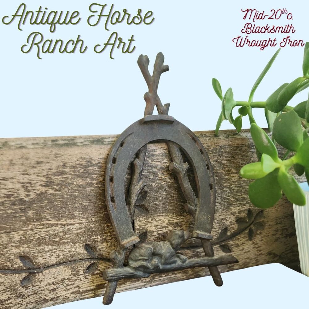 Iron Horse Shoe Art| Blacksmith Forged Metal Sculpture, Hunting Dog Art Antique